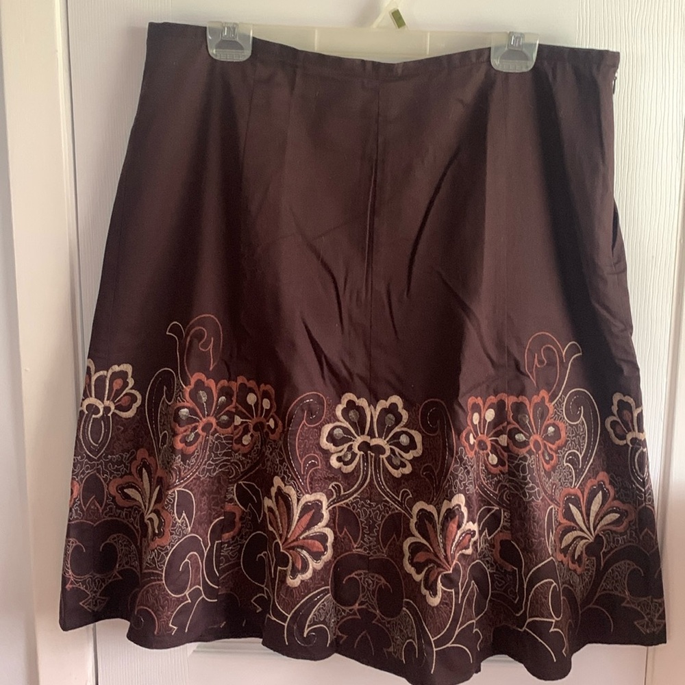 Access A-line dark brown embroidered skirt